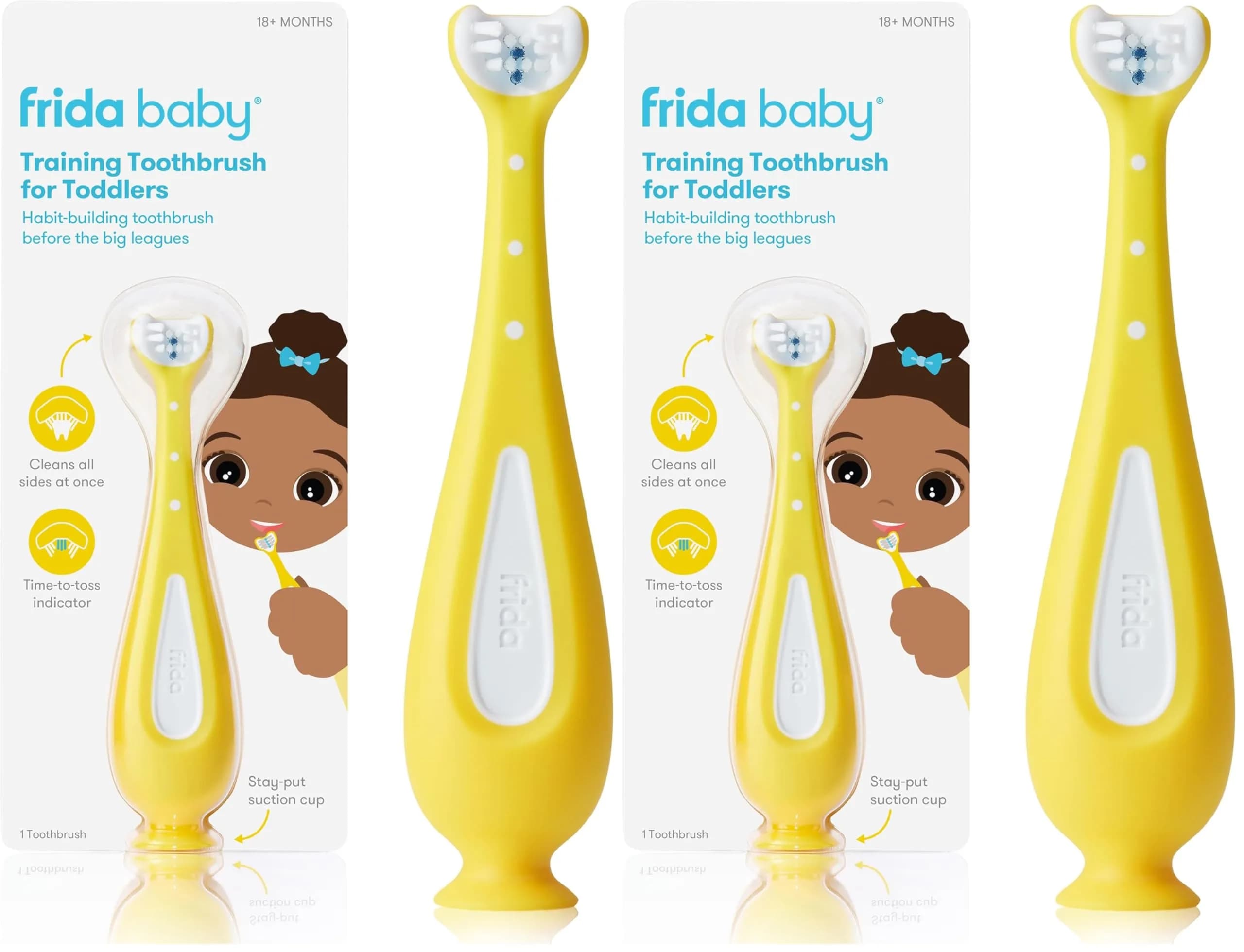 Frida Baby Training Toothbrush for Toddlers (Pack of 2) | Triple-Angle Bristles for Gentle Cleaning - main product image