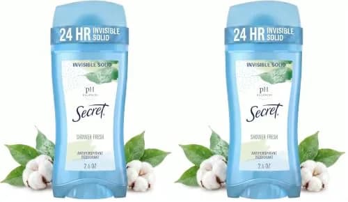 Secret Antiperspirant Deodorant for Women, Invisible Solid, 24 Hour Protection, pH Balanced, Shower Fresh Scent, 75g (2.6 oz) — Shower Fresh / 2.6 Ounce
