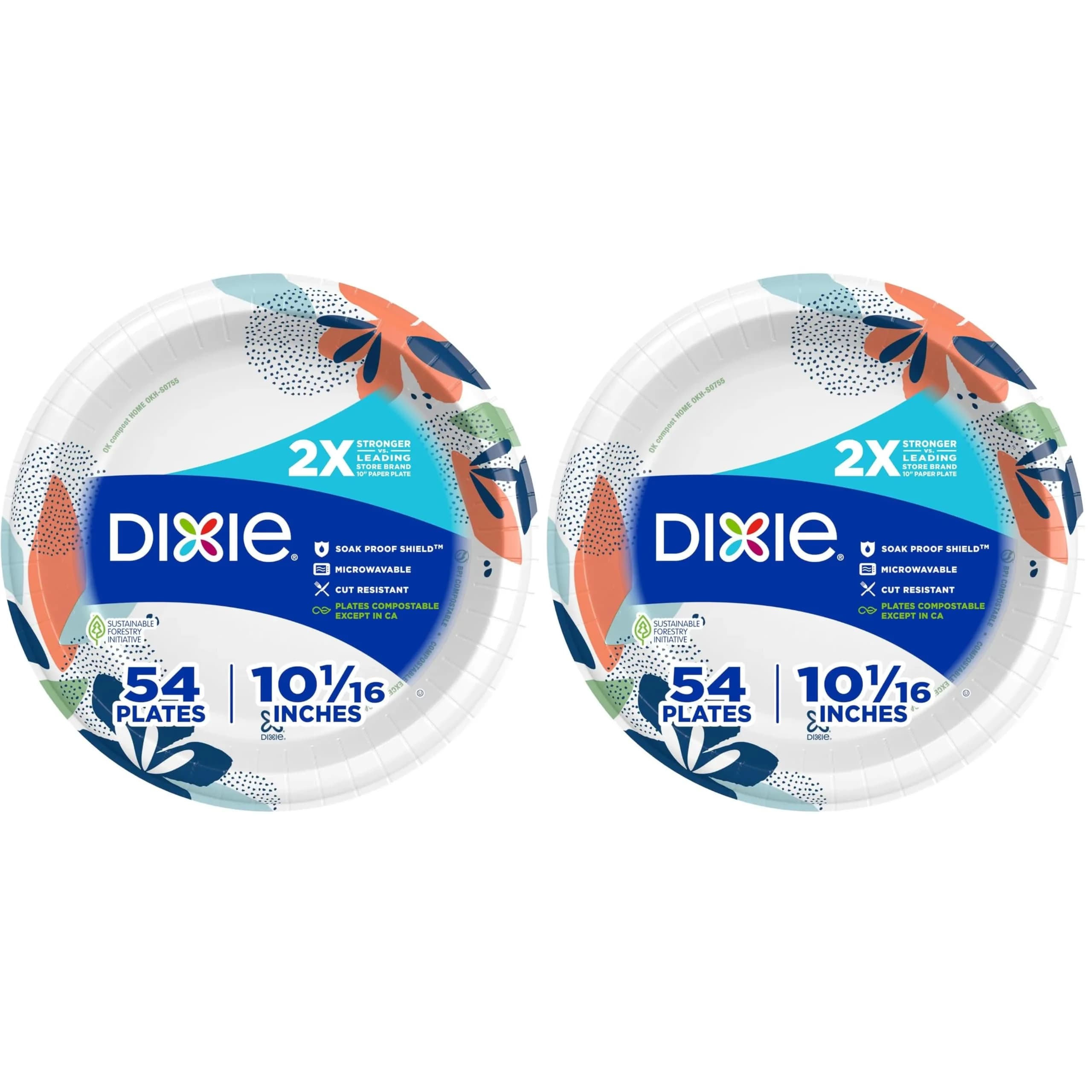 Dixie Large Paper Plates 10 Inch 108 Count (Pack of 2) | 2X Stronger Than Leading Store Brand — Pack of 2