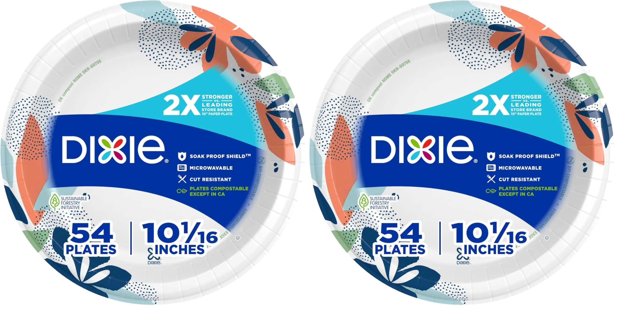 Dixie 10 Inch Paper Plates, 54 Count Pack of 2 - 2X Stronger, Soak-Proof, Cut-Resistant - main product image