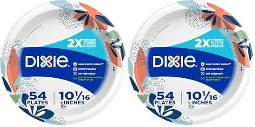 Dixie Large Paper Plates 10 Inch 108 Count (Pack of 2) | 2X Stronger Than Leading Store Brand thumbnail 1