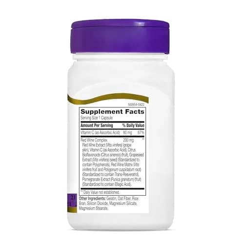 21st Century Resveratrol Red Wine Extract Capsules | Antioxidant Support for Cellular Wellness (70-120 chars) thumbnail 5