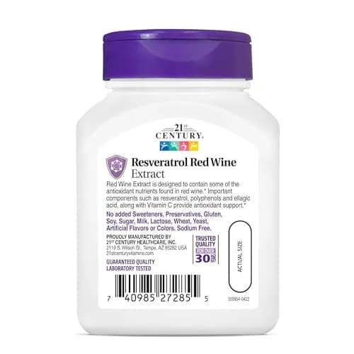 21st Century Resveratrol Red Wine Extract Capsules | Antioxidant Support for Cellular Wellness (70-120 chars) thumbnail 6