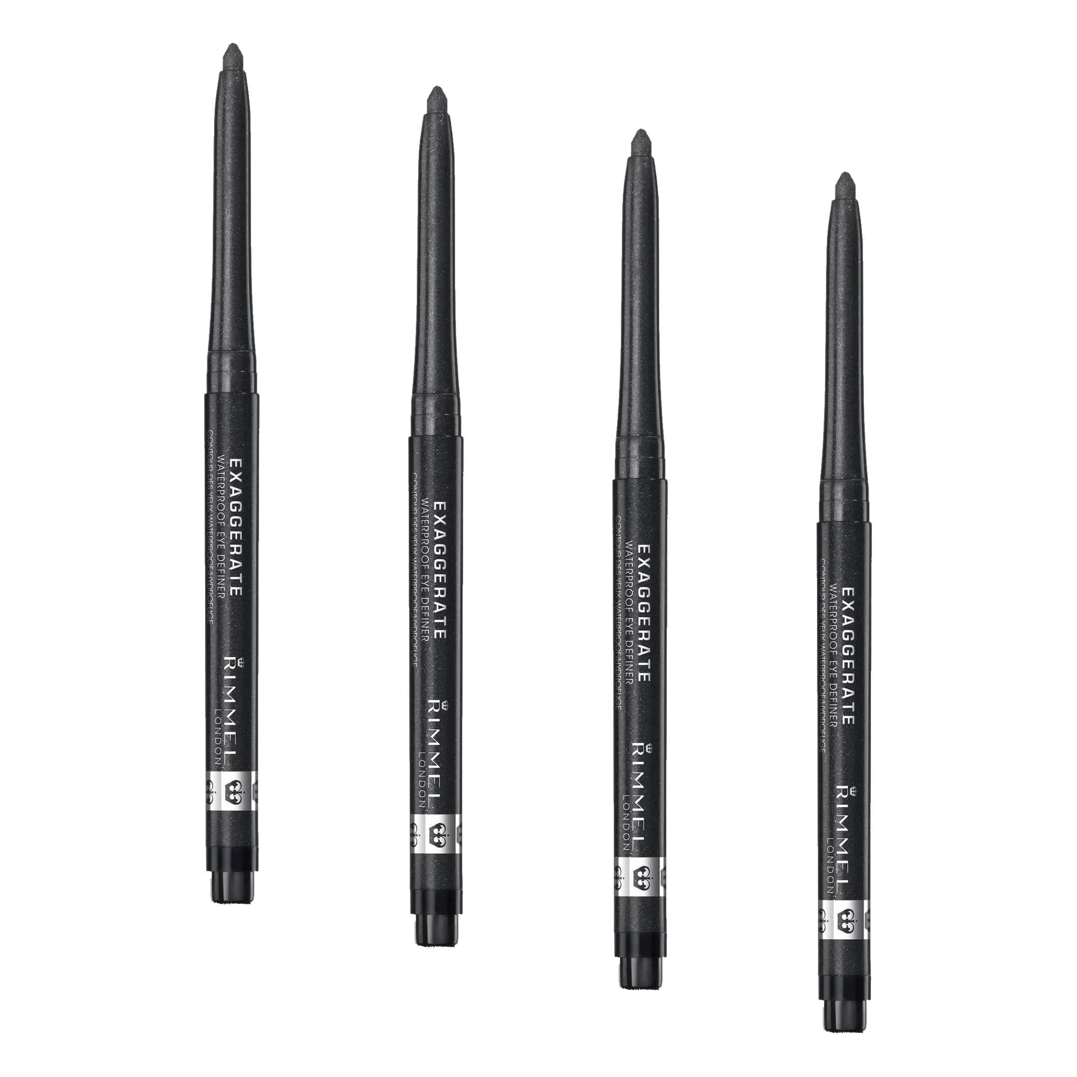 Rimmel London Exaggerate Waterproof Eye Definer Eyeliner, Starlit Black, 0.01oz (Pack of 4) | Long-Wearing, Built-In Smudger - main product image
