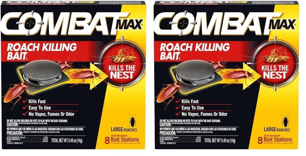Combat Max Large Roach Killing Bait Stations 8 Count | Kills Roaches Continuously for 3 Months — Pack of 2