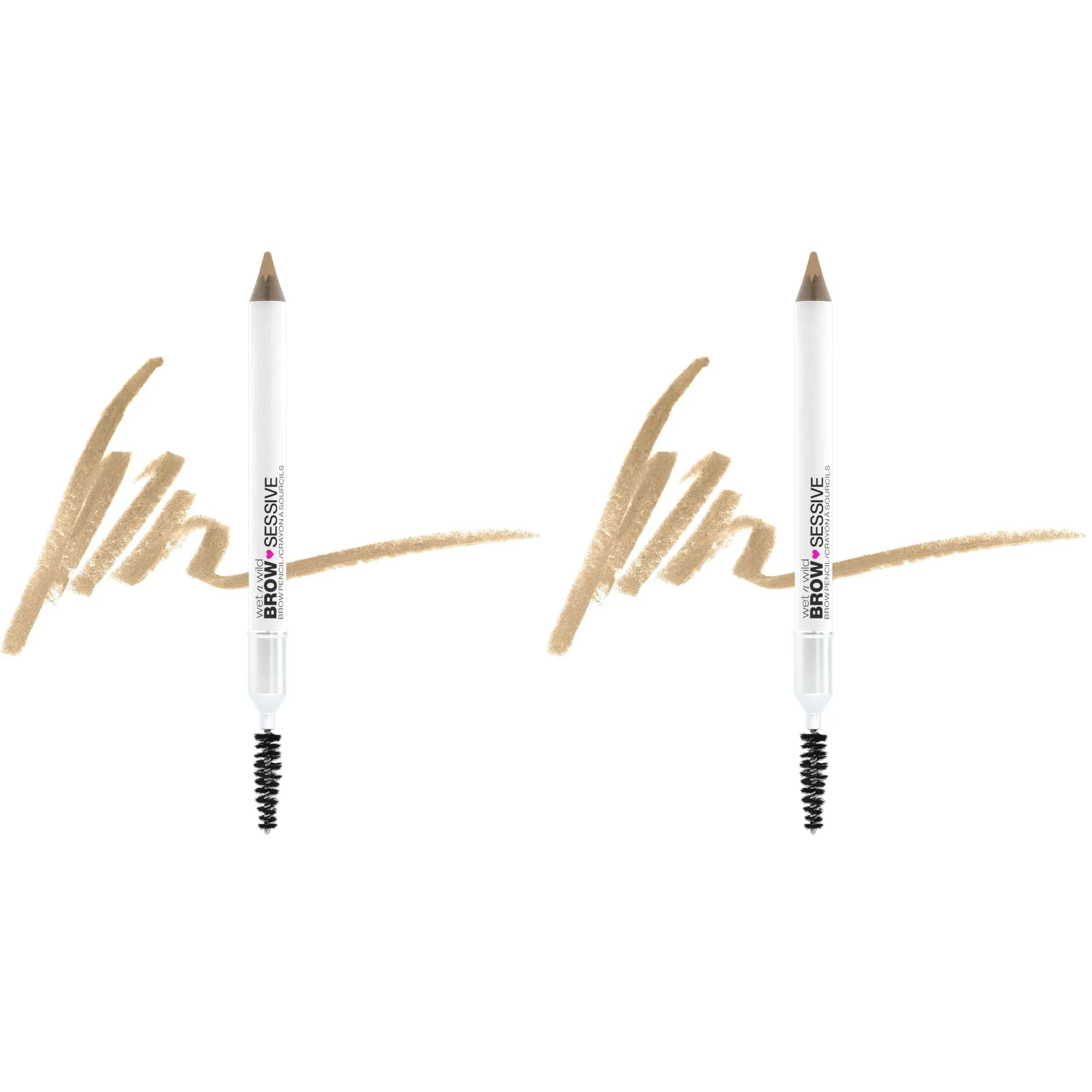 wet n wild Brow-Sessive Brow Pencil with Spoolie Brush, Taupe (2-Pack, 0.02 oz / 0.5 g) | Natural Blendable Shaping — 2-Pack