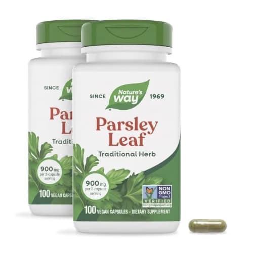 Nature's Way Herbal Parsley Leaf 100 Vegan Capsules Pack of 2 | Chlorophyll Source thumbnail 1