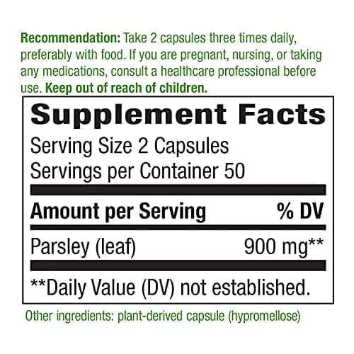 Nature's Way Herbal Parsley Leaf 100 Vegan Capsules Pack of 2 | Chlorophyll Source thumbnail 5