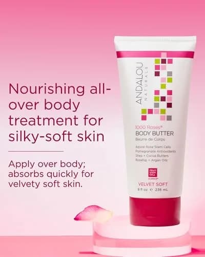 Andalou Naturals 1000 Roses Velvet Soft Body Butter 473ml (16 Fl Oz) | Advanced Rose Stem Cells for Dry Skin thumbnail 4