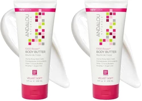 Andalou Naturals 1000 Roses Velvet Soft Body Butter 473ml (16 Fl Oz) | Advanced Rose Stem Cells for Dry Skin thumbnail 1