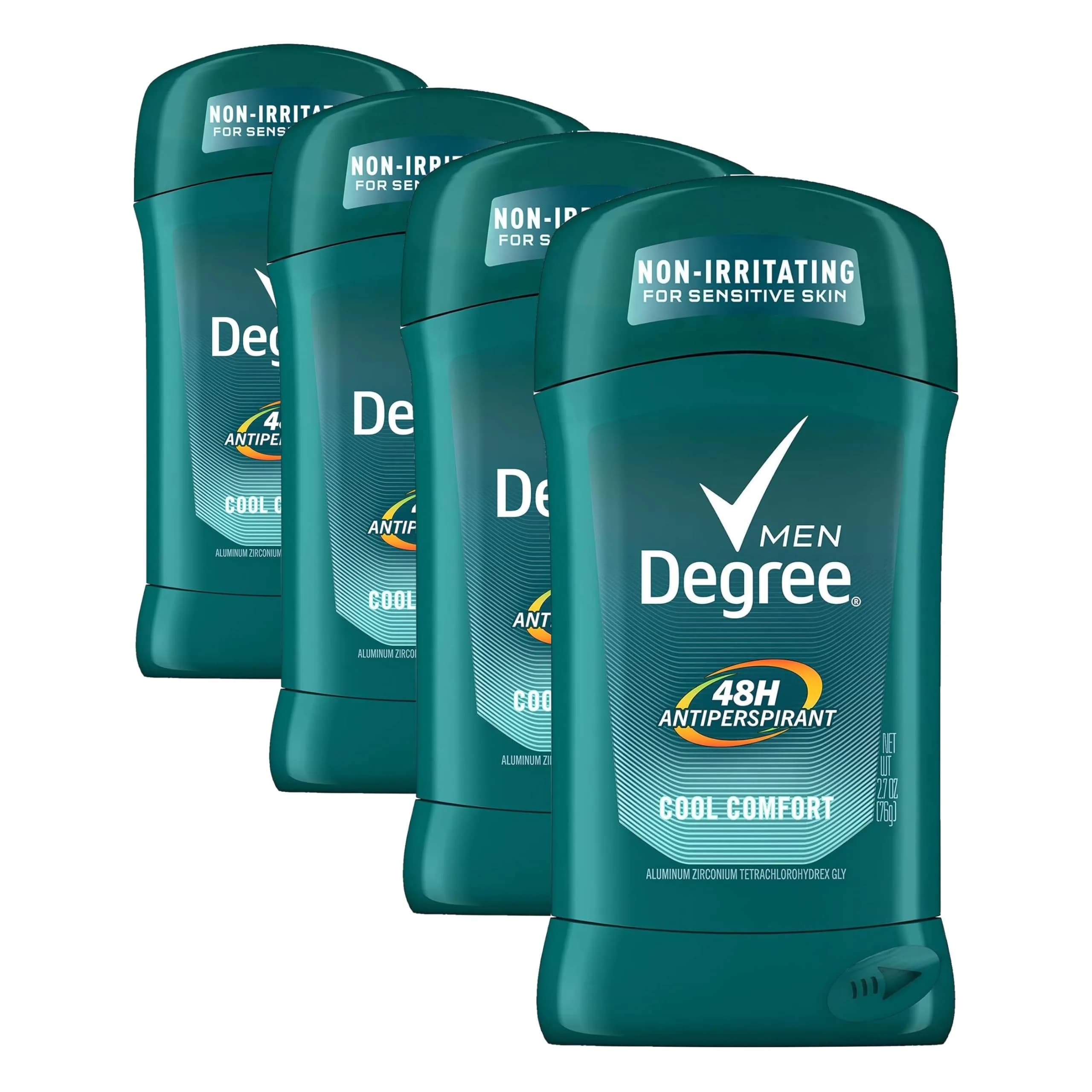 Degree Men Cool Comfort Antiperspirant Deodorant Stick for Men, 48-Hour Sweat & Odor Protection, 2.7 oz (Pack of 4) - main product image
