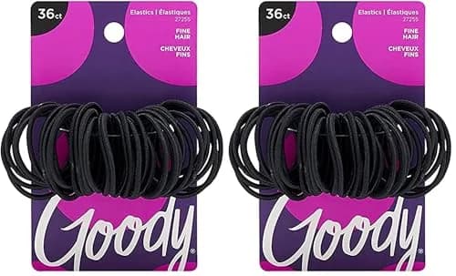 Goody Ouchless Hair Elastics, Black, 72 Count (36 Count Pack of 2) | Gentle Hold for Fine to Medium Hair thumbnail 1