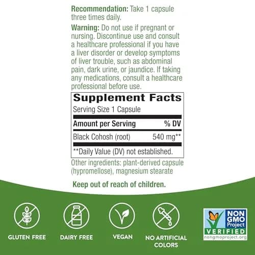Nature's Way Black Cohosh Root Herbal Supplement 540 mg Vegan Capsules (200 Count) | Traditional Women's Health Support thumbnail 4