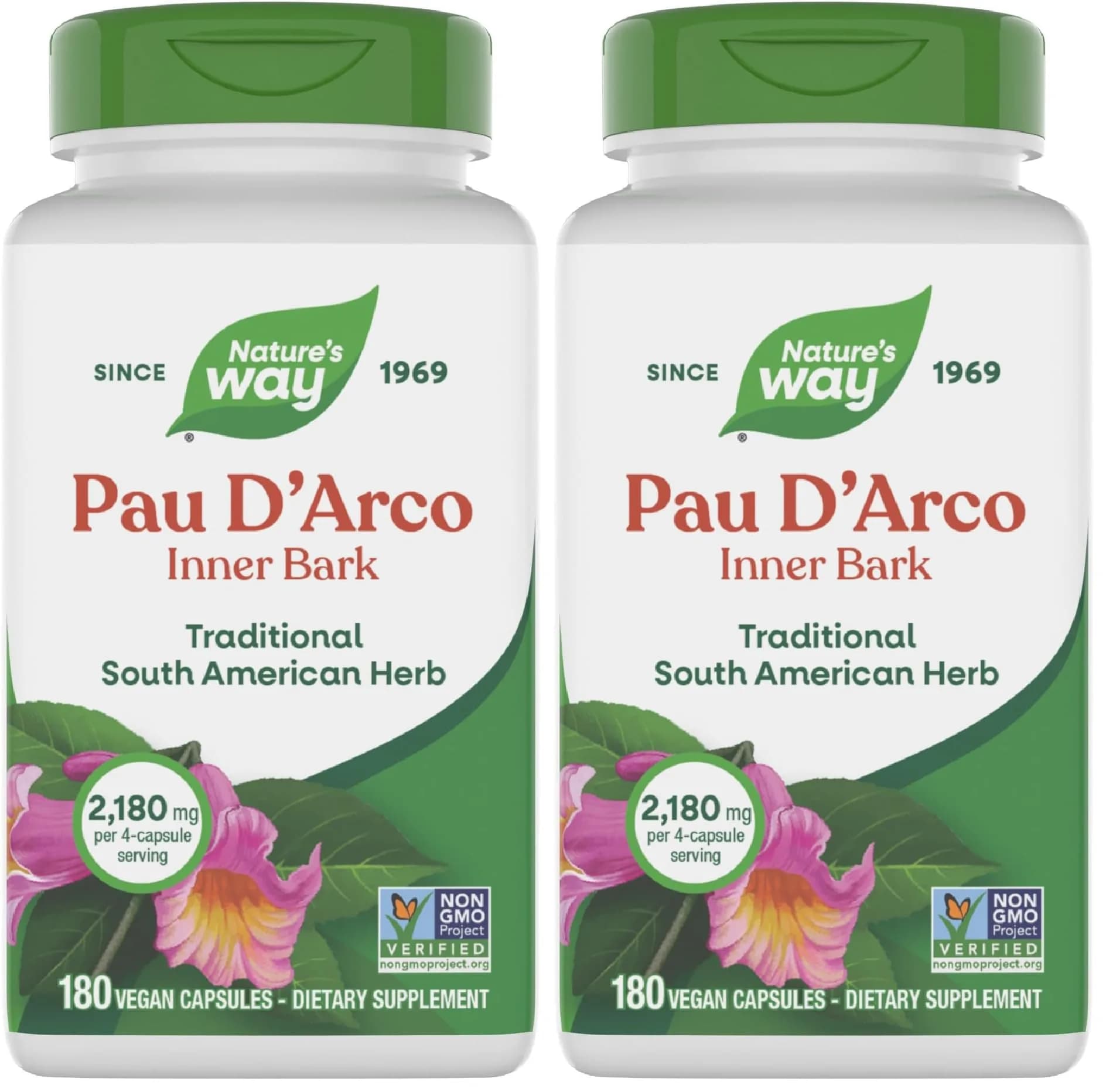 Nature's Way Premium Herbal Pau d'Arco Inner Bark 360 Capsules (180 Count Pack of 2) | Traditional South American Herb - main product image