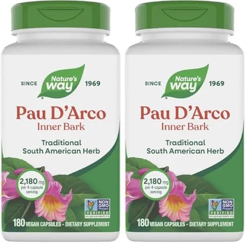Nature's Way Premium Herbal Pau d'Arco Inner Bark 360 Capsules (180 Count Pack of 2) | Traditional South American Herb thumbnail 1