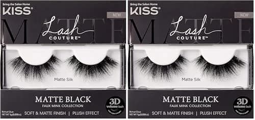 KISS Lash Couture Faux Mink 3D Matte False Eyelashes, Matte Silk, Pack of 2 | Lightweight, Reusable Strip Lashes thumbnail 1