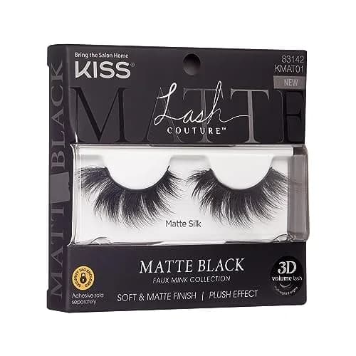 KISS Lash Couture Faux Mink 3D Matte False Eyelashes, Matte Silk, Pack of 2 | Lightweight, Reusable Strip Lashes thumbnail 2