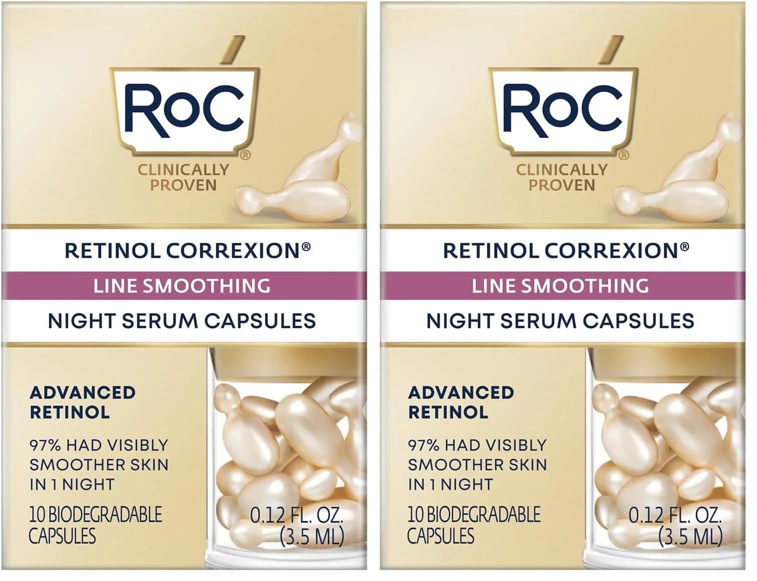 RoC Retinol Correxion Line Smoothing Night Serum Capsules 7ml (0.24 Fl Oz) | Daily Anti-Aging Treatment
