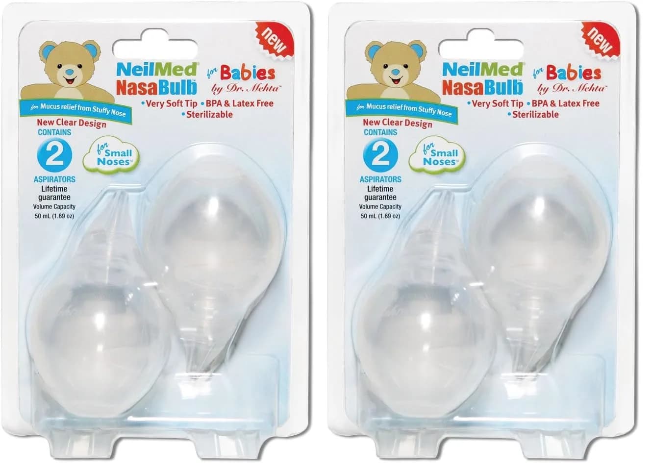 NeilMed NasaBulb Nasal Aspirator 2 Count (Pack of 2) | Gentle Mucus Removal for Babies - main product image