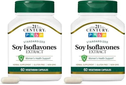 21st Century Soy Isoflavones Veg Capsules 120 Count (60 Count x 2) | Supports Menopausal Women, Heart & Bone Health thumbnail 1
