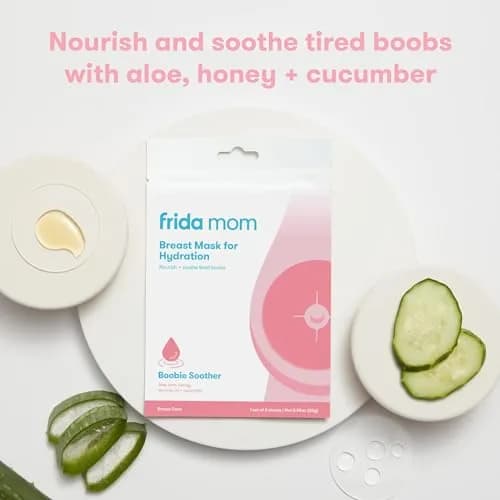 Frida Mom Hydration Packets for Breasts, 8 Sheet Masks | Soothe & Nourish Nipples with Aloe Vera, Honey, Tea Tree Oil, & Cucumber thumbnail 3
