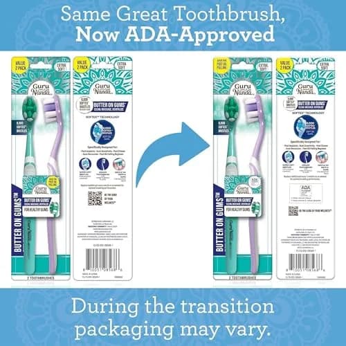 GuruNanda Butter on Gums Toothbrush 2 Ct (Pack of 2) | ADA Accepted Ultra Soft Bristles for Sensitive Gums thumbnail 2