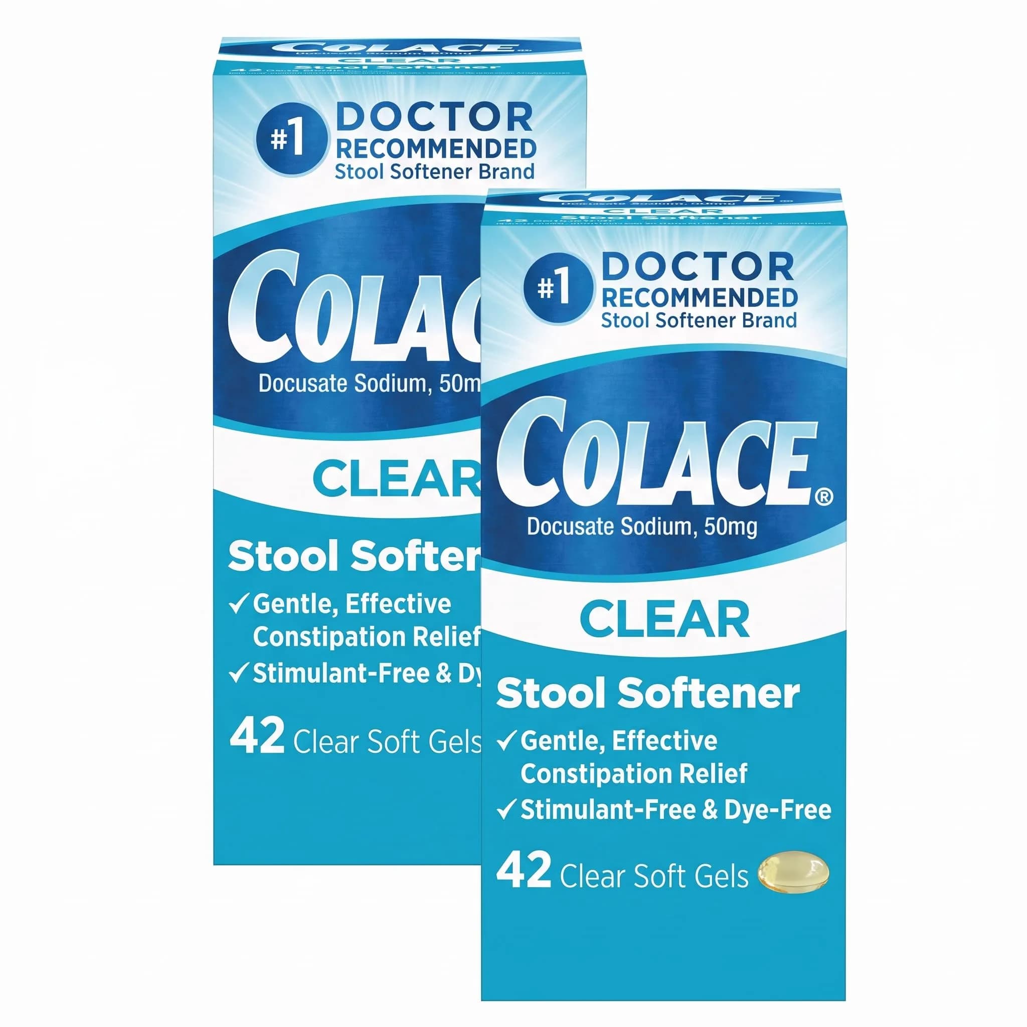Colace Clear Stool Softener 50mg Soft Gels | Doctor Recommended Relief for Constipation in India