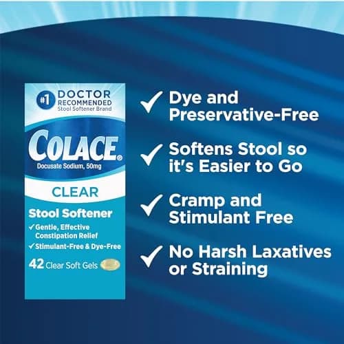 Colace Clear Stool Softener 50mg Soft Gels | Doctor Recommended Relief for Constipation in India thumbnail 5