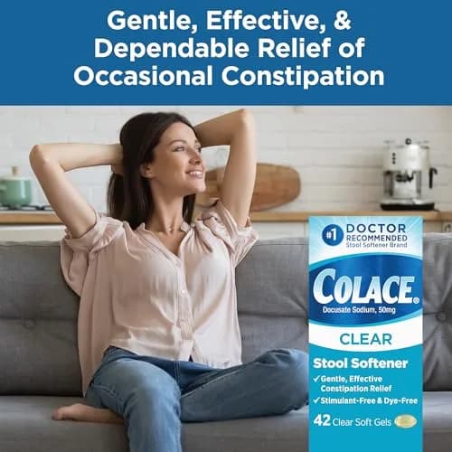 Colace Clear Stool Softener 50mg Soft Gels | Doctor Recommended Relief for Constipation in India thumbnail 3