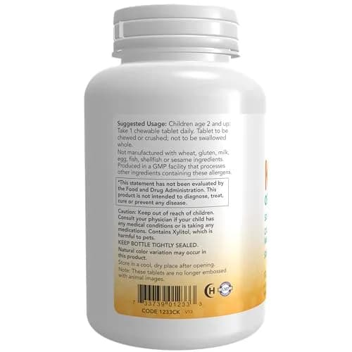 NOW Kid Cal Chewables Tart Orange 100 Chewables | Calcium, Magnesium & Vitamin D for Kids thumbnail 3