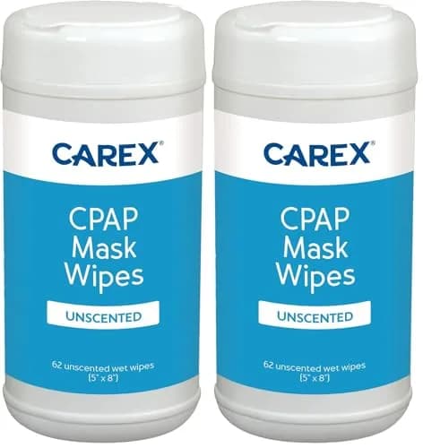 Carex CPAP Mask Wipes - 124 Count (Pack of 2) | Unscented, Hypoallergenic, Biodegradable thumbnail 1