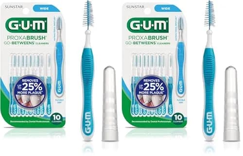 GUM Proxabrush Go-Betweens Wide Interdental Brushes, 20 Count (Pack of 2) | Clinically Designed for Plaque Removal thumbnail 1