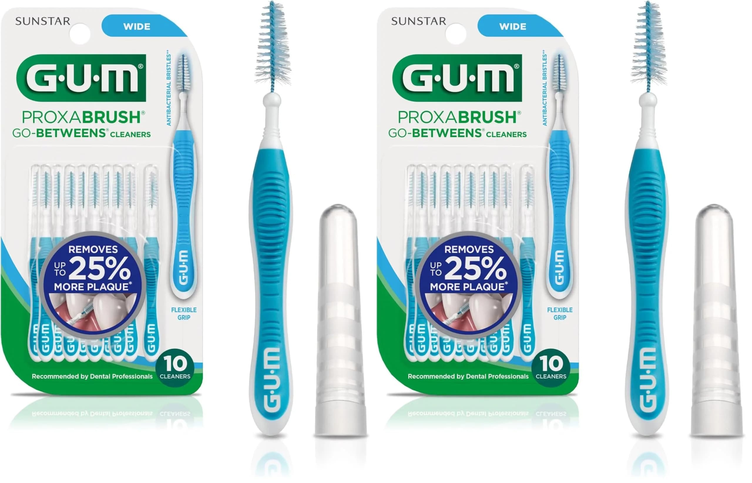 GUM Proxabrush Go-Betweens Wide Interdental Brushes, 20 Count (Pack of 2) | Clinically Designed for Plaque Removal