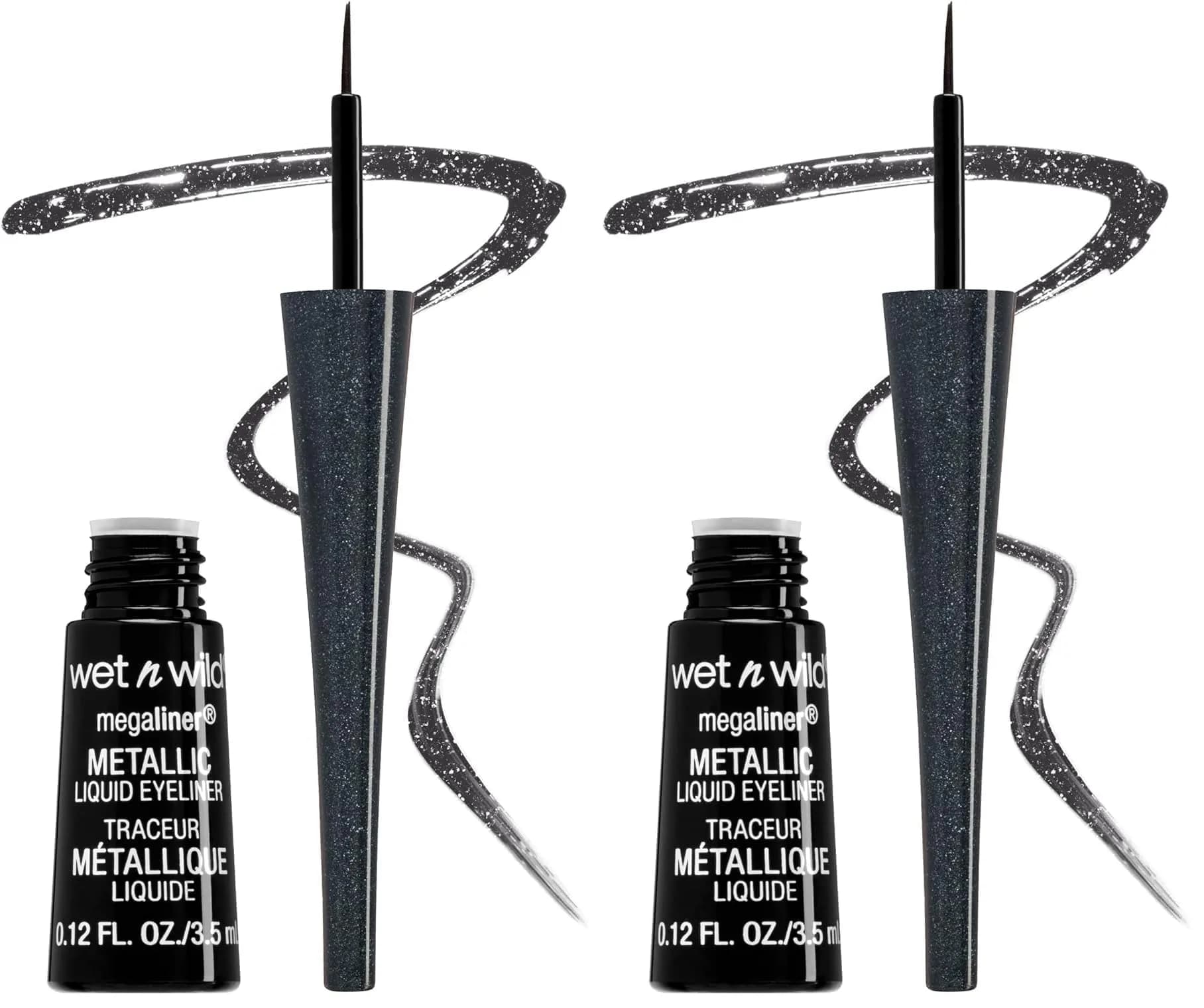 wet n wild MegaLiner Liquid Eyeliner - Cosmic Black | High-Def Pigment & Fluid Formula (Pack of 2) - main product image
