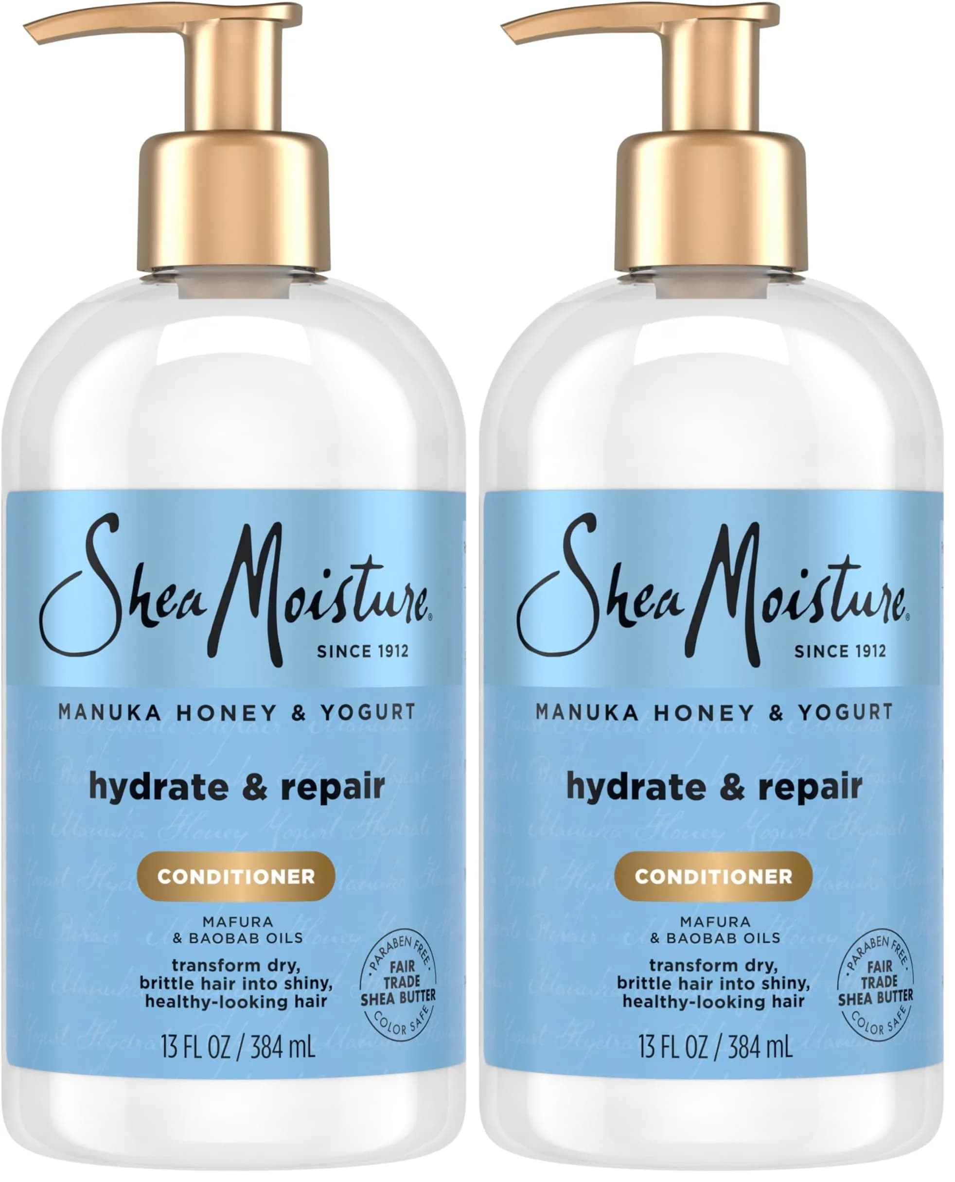 SheaMoisture Hydrate & Repair Conditioner for Damaged Hair 13 oz (Pack of 2) | Organic Shea Butter & Manuka Honey — Pack of 2