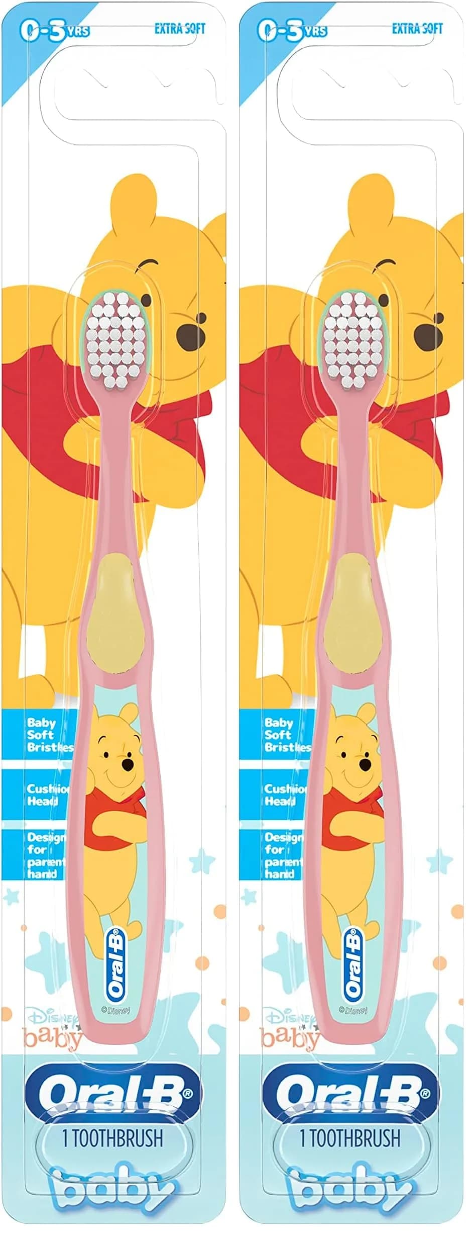 Oral-B Baby Toothbrush Featuring Disney's Pooh, Baby Soft Bristles, 0-3 Years, 1 Count | Gentle Cleaning for Tender Gums — Multicolor