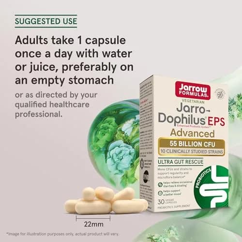 Jarrow Jarro-Dophilus EPS Advanced Probiotic 30 Capsules | Digestive & Gut Support, Vegetarian, Room Temp Stable thumbnail 5