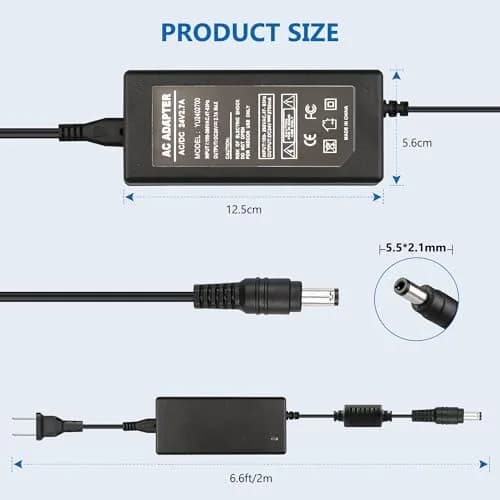 FNKTQL 24V Power Supply Adapter 3M Cable | Powers Logitech G920 G29 G923 Racing Wheels thumbnail 3