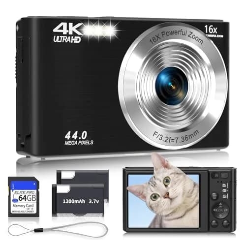 SMARTKLIK Digital Camera 4K 44MP with 64GB SD Card | Autofocus Compact Camera for Teens thumbnail 1