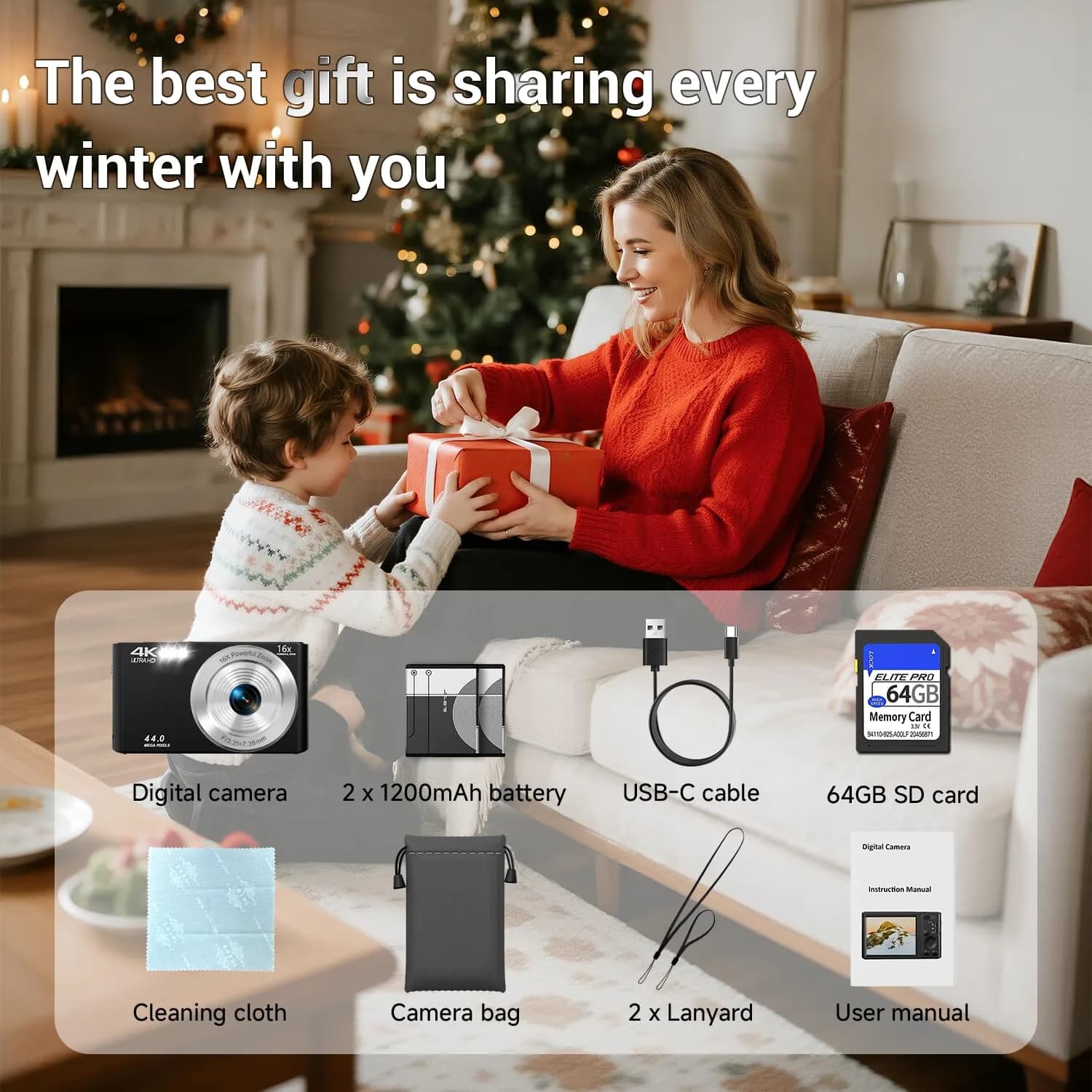 SMARTKLIK Digital Camera 4K 44MP with 64GB SD Card | Autofocus Compact Camera for Teens - view 9