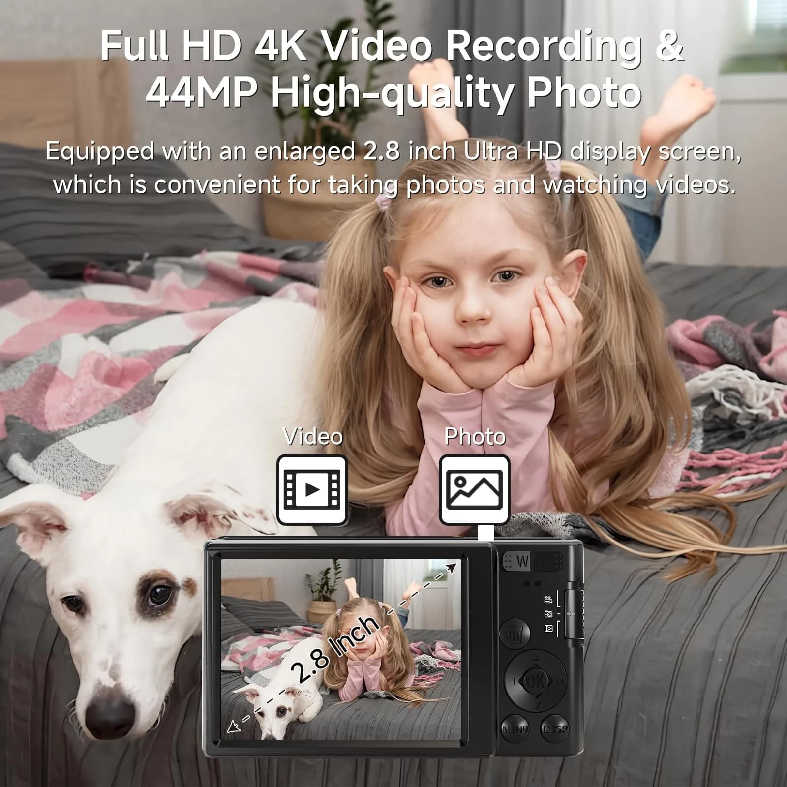SMARTKLIK Digital Camera 4K 44MP with 64GB SD Card | Autofocus Compact Camera for Teens - view 3