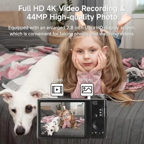 SMARTKLIK Digital Camera 4K 44MP with 64GB SD Card | Autofocus Compact Camera for Teens thumbnail 3