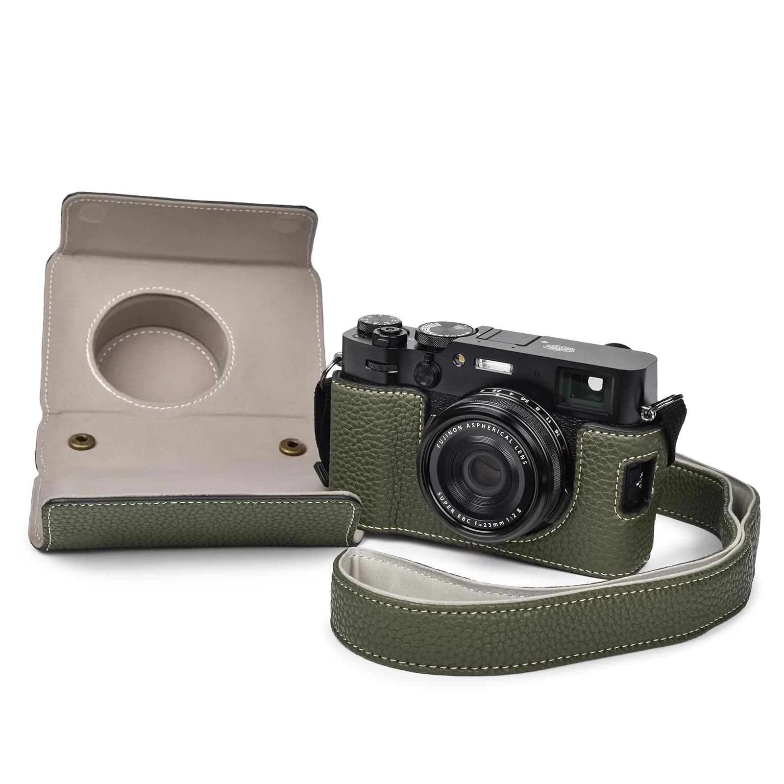 VOVMOEYA Camera Case for Fujifilm X100VI | PU Leather Full Body Protective Cover with Detachable Top & Strap