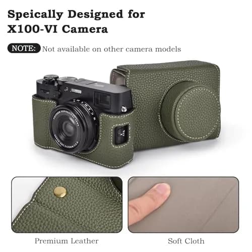 VOVMOEYA Camera Case for Fujifilm X100VI | PU Leather Full Body Protective Cover with Detachable Top & Strap thumbnail 2