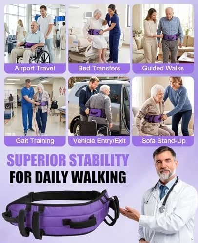 Rhino Valley Gait Belt 150cm (59in) with 7 Handles | Durable Elderly Transfer Support thumbnail 5