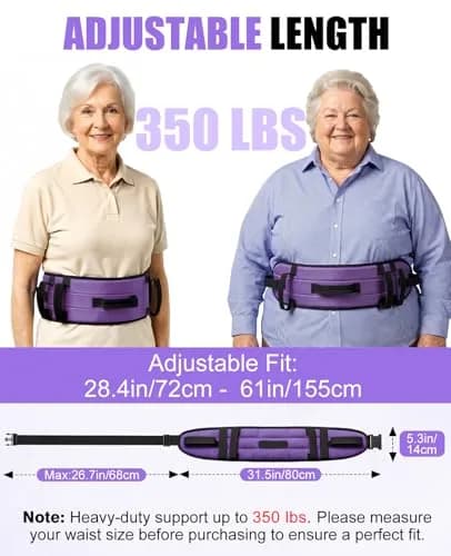 Rhino Valley Gait Belt 150cm (59in) with 7 Handles | Durable Elderly Transfer Support thumbnail 2