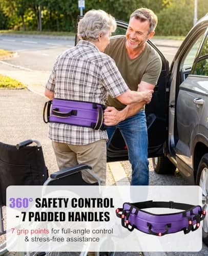 Rhino Valley Gait Belt 150cm (59in) with 7 Handles | Durable Elderly Transfer Support thumbnail 3
