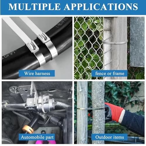 Akamino 50PCS Metal Zip Ties, 40 Inch Heavy Duty Stainless Steel Cable Ties | 250LB Capacity for Outdoor Use thumbnail 6