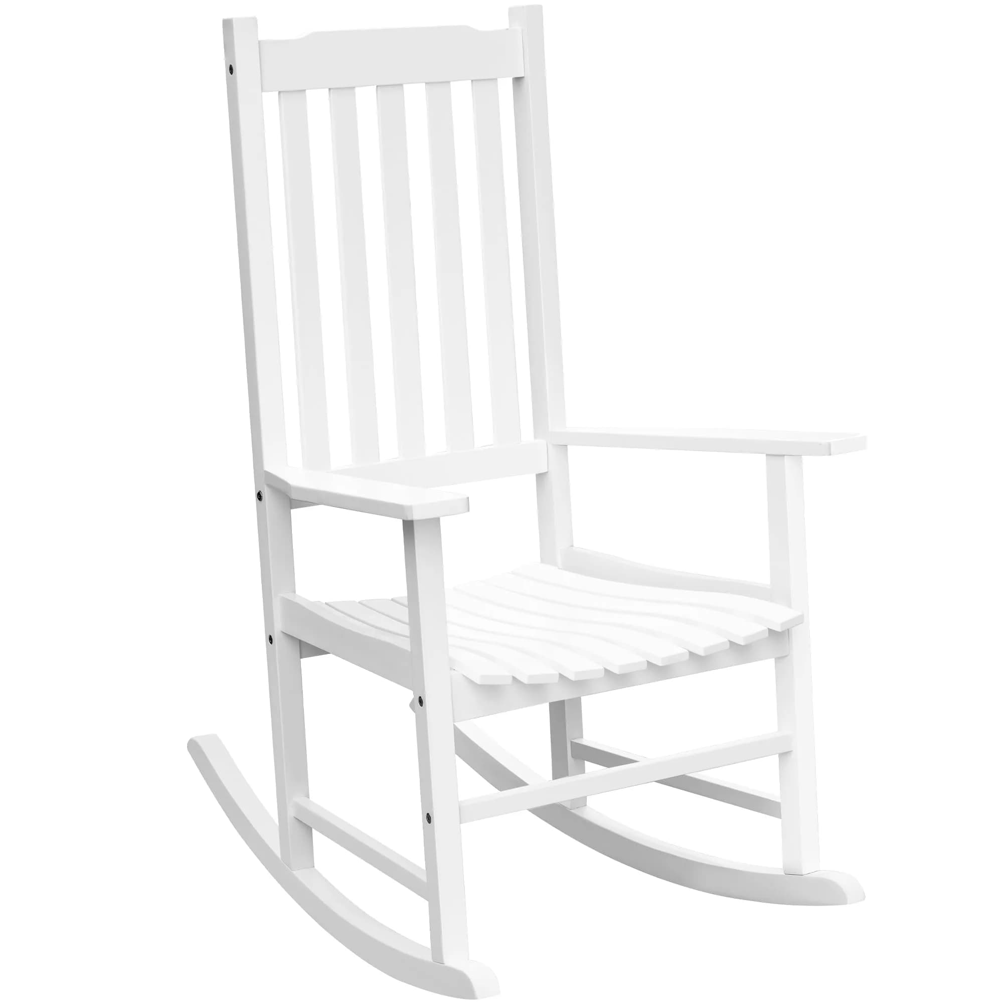 Flamaker Acacia Wooden Rocking Chair Outdoor Rocking Chair (White) | Solid Acacia Wood, Ergonomic Design, Safe & Comfortable