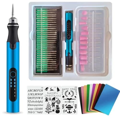 VQVYBXN USB Engraving Pen with 47 Bits & 10 Metal Card Blanks | Cordless Electric Engraver for Jewelry, Metal, Wood, Stone thumbnail 1